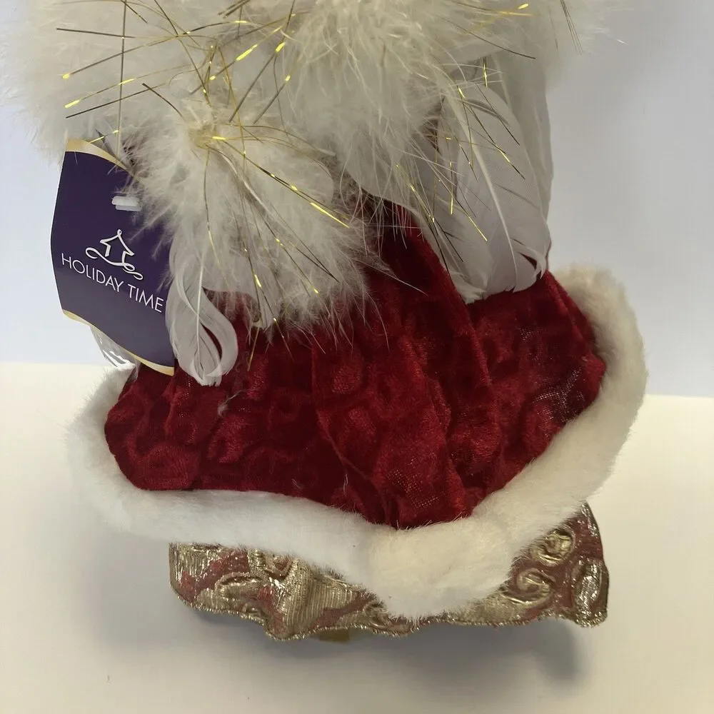 Angel Tree Topper Porcelain Head Christmas Red Gold 13